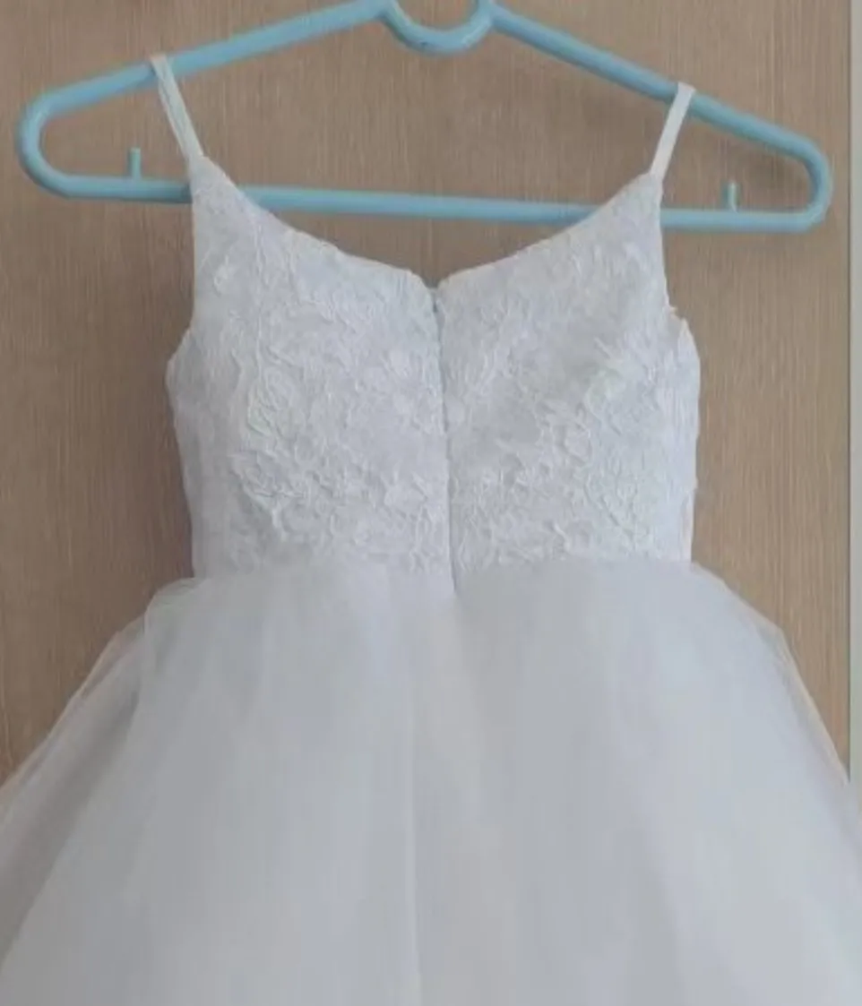 Vestidos de comunión personalizados para niñas champán cuello redondo sin mangas vestido de baile Apliques de encaje vestidos de niña de flores para bodas Rob