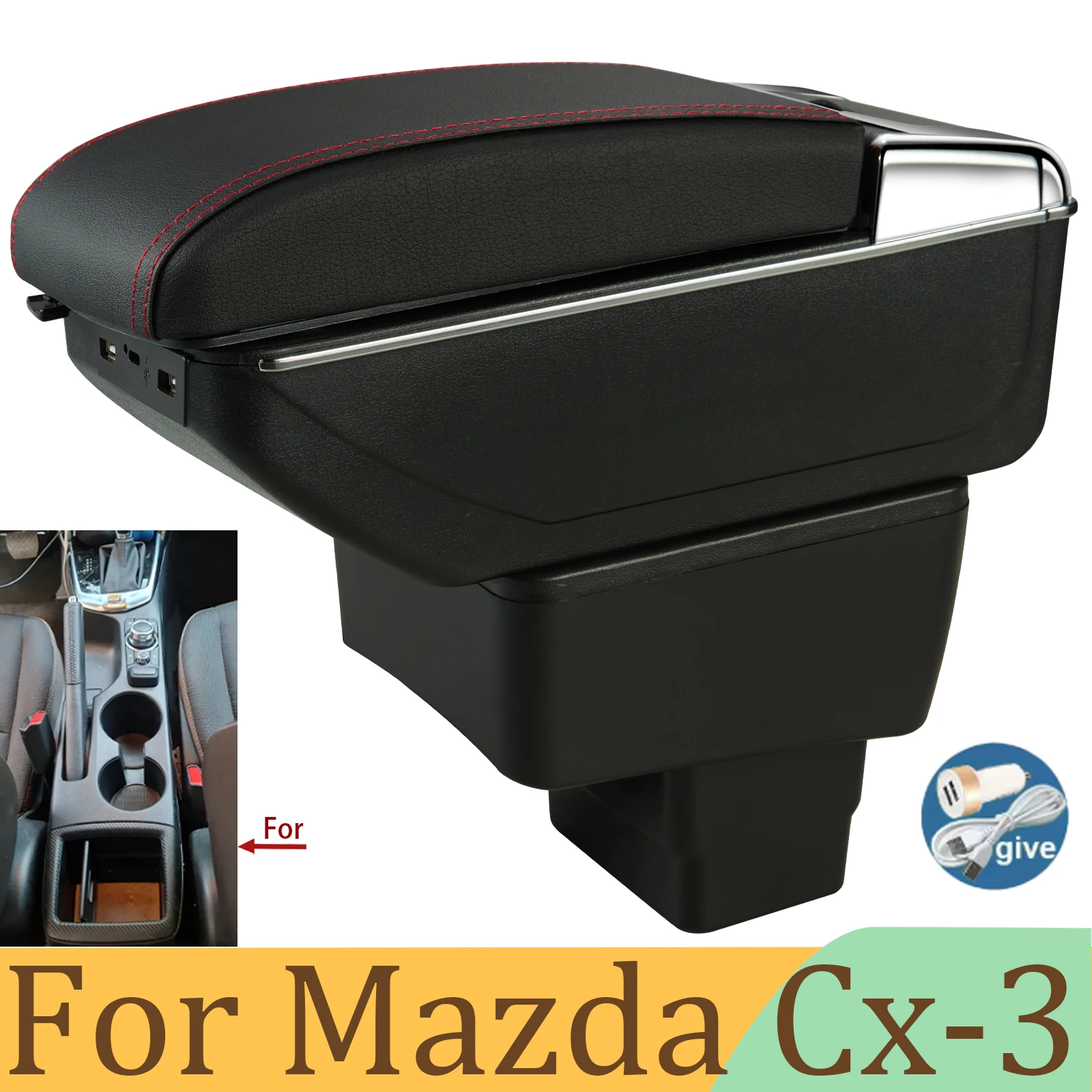 

For MAZDA CX-3 Armrest Box Retrofit For Mazda 2 Skyactiv Version cx3 Car Armrest Storage Box Dedicated Interior Car Accessories