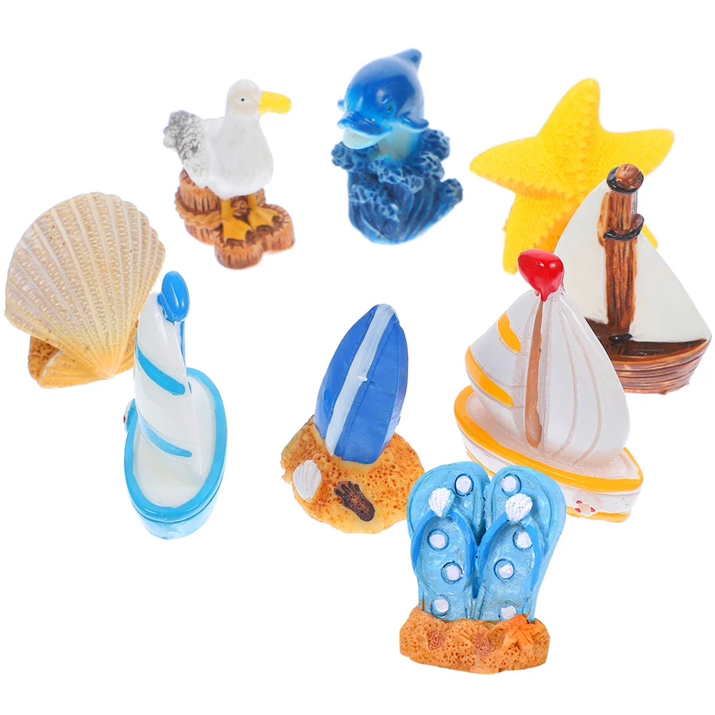 

9pcs Mediterranean Style Resin Ornaments Lightweight Decor Bedroom Living Room Desktop Garden Statue Micro Landscape Model Home