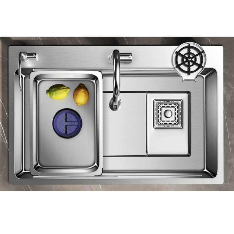 Nano kitchen sink 304 stainless steel large single sink washbasin bowl with dishwasher for home renovation drainage fittings