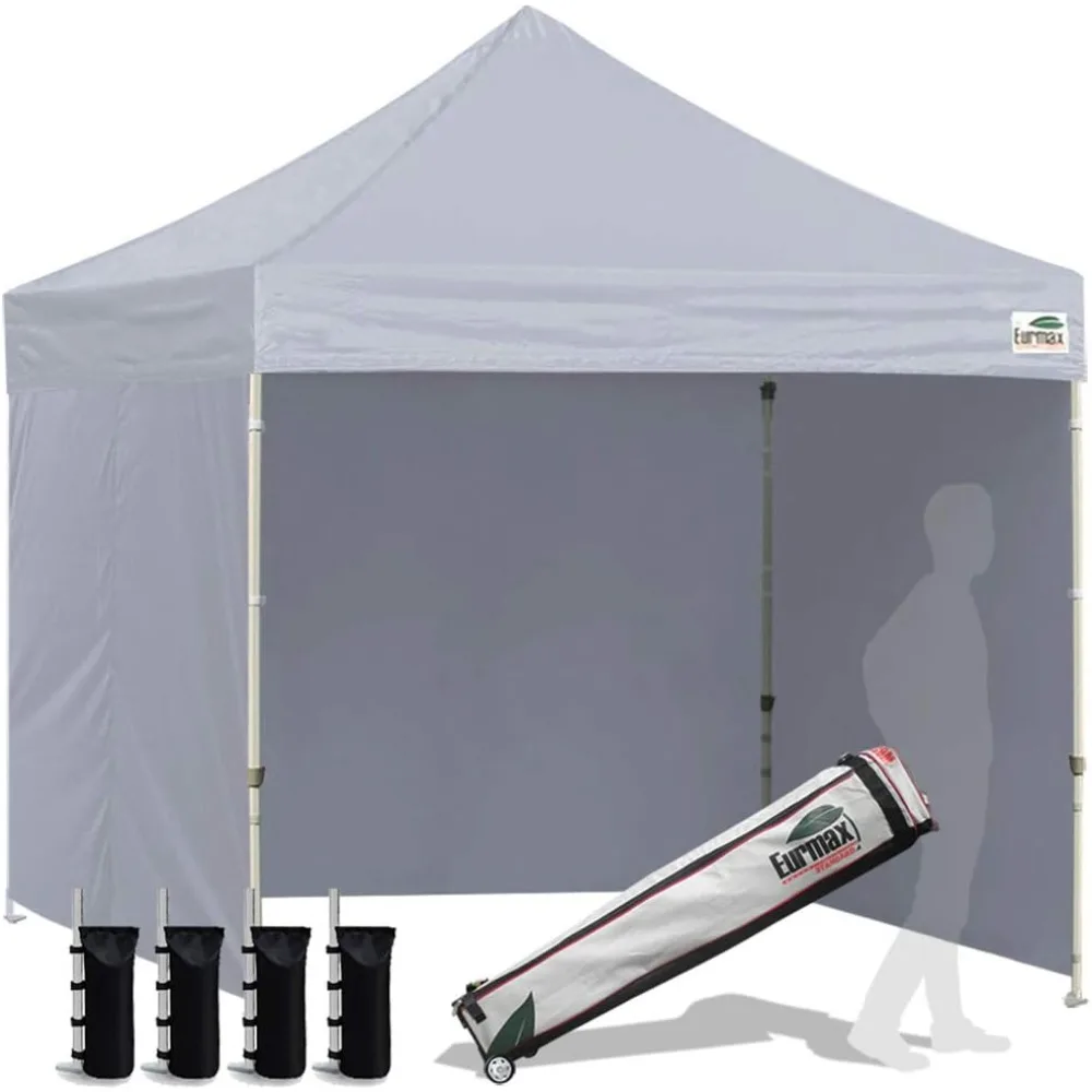 

nopy Tent Commercial Instant Canopies with 4 Removable Zipper End Side Walls and Roller Bag, Bonus 4 SandBags(Gray)