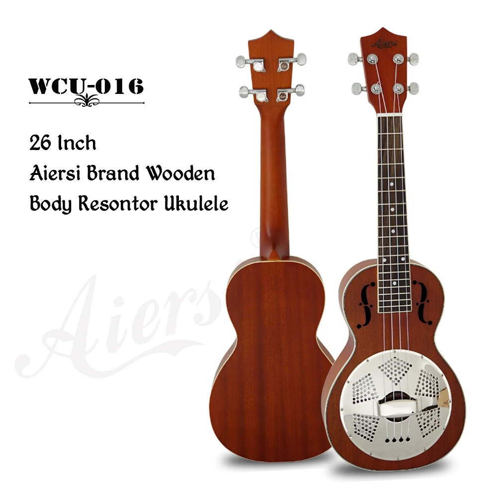 Aiersi brand 26 Inch Tenor F Holes Mahogany Body Resonator Ukulele 4 string hawaii guitar small size music instrument