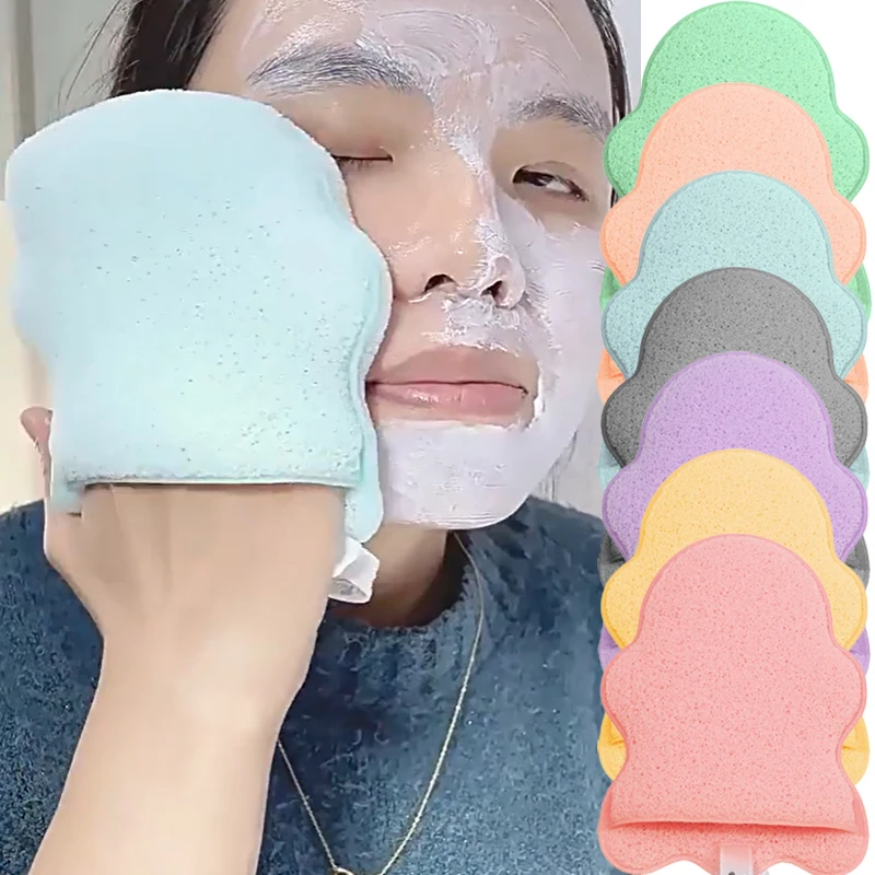 1/10 個再利用可能なソフト洗顔パフフェイスクリーニングスポンジパッドクリーニングスパマッサージメイクアップディープリムーバーににきびツール