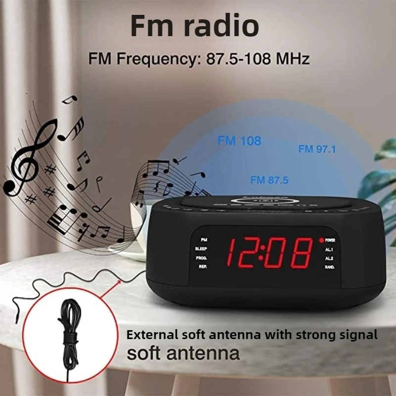 Multifunction CD/DVD Player Bluetooth USB Dual Stereo Speakers Clock Display Alarm Clock  Mp3 Player Cd Player Professional