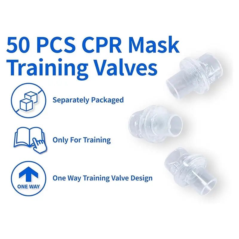ABMK 50Pcs CPR Mask Training Valves Training Only One Way Valve CPR Training Mask Separately Packaged