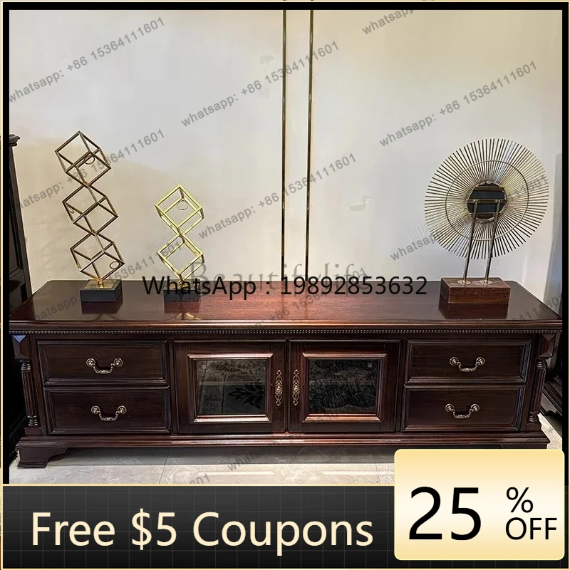 

FF American all-solid wood TV cabinet, living room coffee table combination, retro American furniture, American floor cabinet