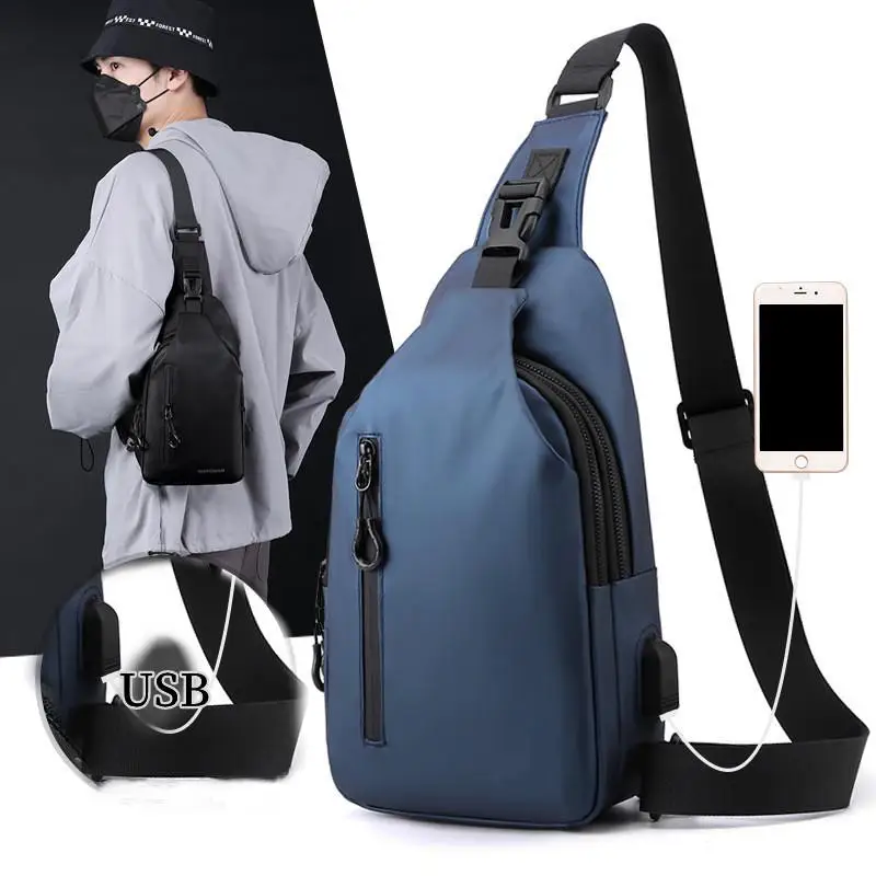 

Men's Shoulder Bag Chest Bag Crossbody Bags Outdoor Waterproof with Usb Charging Port Lightweight Sling Bag for Hiking Cycling