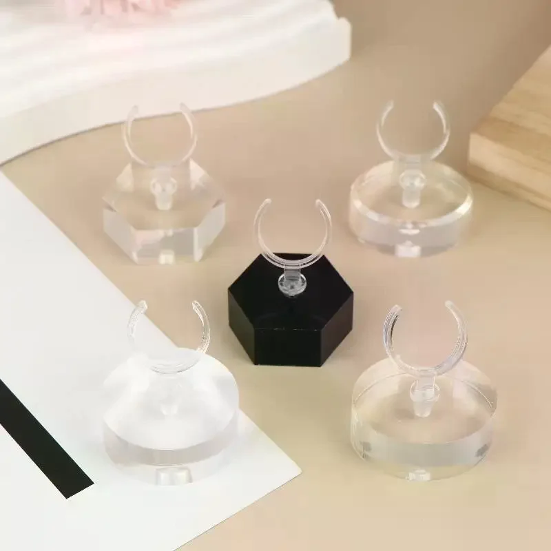 

New Geometric Clear Acrylic Ring Display Stand Wedding Ring Box Earrings Show Props Jewellery Stands Cases Photography Props