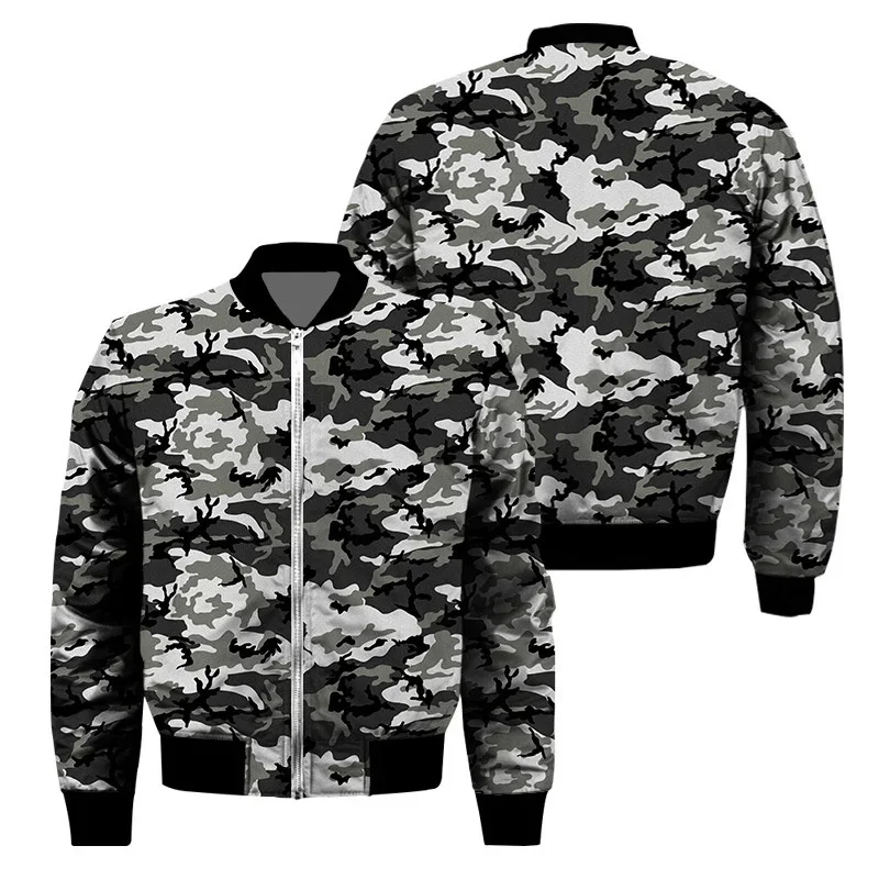 

Camo pattern men's zipper jacket Classic long-sleeved spring and fall casual oversized street coat