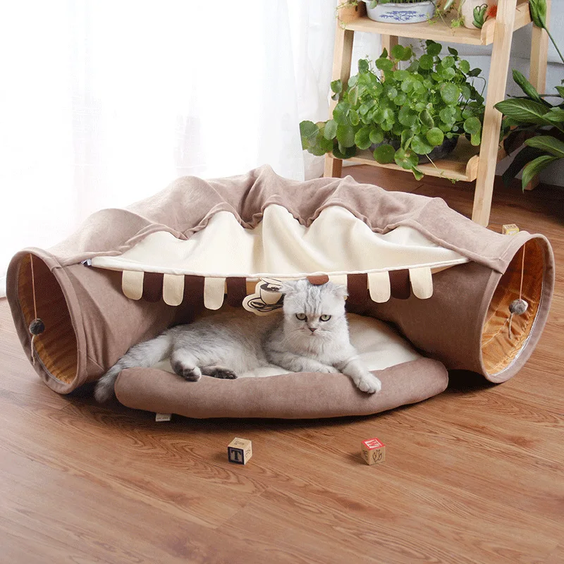 Cat Tunnel Bed Kitten Chase Crossing Tunnel Tube House Nest Interactive Indoor For Game Hiding Toys Pet Accessories