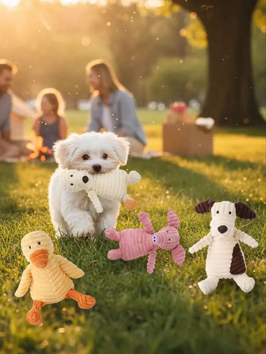 Psy domowe pluszowe zwierzęce zabawki do żucia odporne na zużycie piszczenie słodki miś lis zabawki dla szczeniaka psa Teddy interaktywne materiały — zdjęcie 2