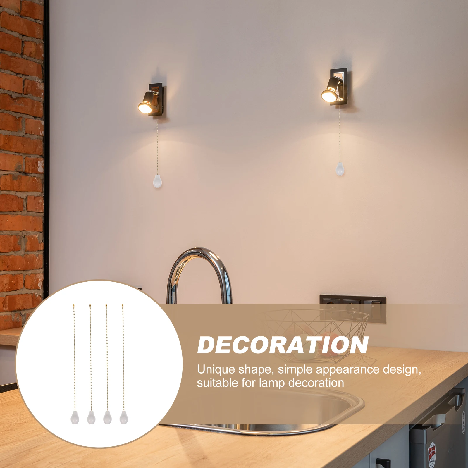 

4 Pcs Metal Wooden Gourd Shape Pull Chains Luxury Pendant Fan Ceiling Lamp Window Door Curtain Display Chain Full Pulling