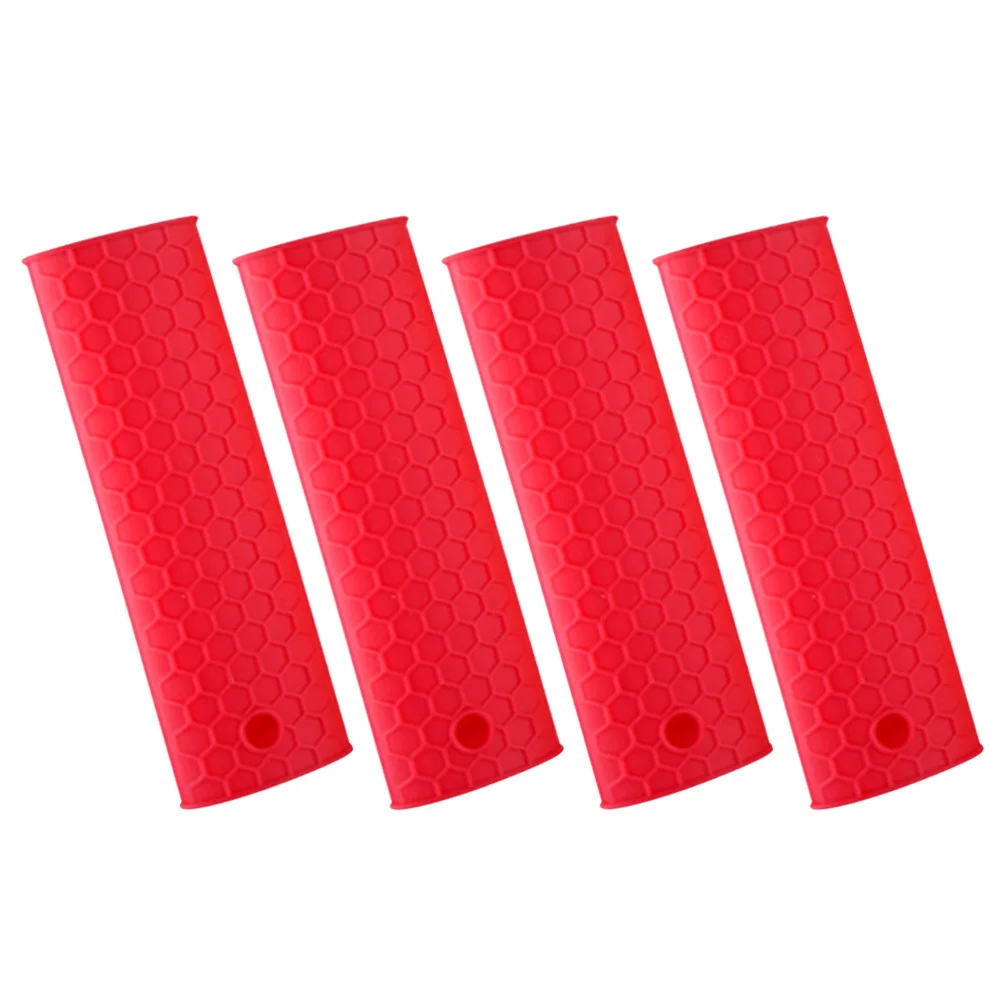 

4Pcs Silicone Pot Handle Holder Heat Resistant Non-Slip Cover Flexible Pan Handle Sleeve Kitchen Safety Insulation
