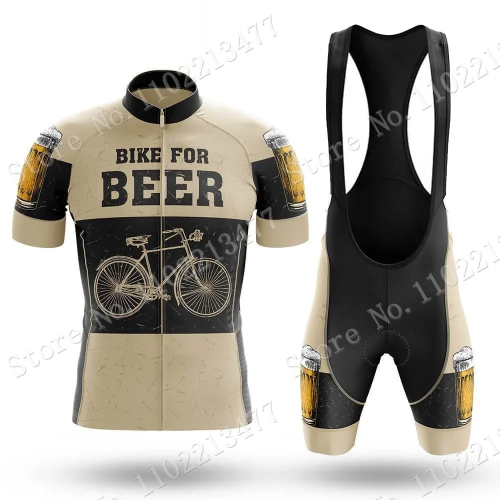 Retro Beer Cycling Jersey 2024 Set Red Blue Riding Club Vintage Clothing Summer Road Bike Shirts Suit Bicycle Bib Shorts MTB