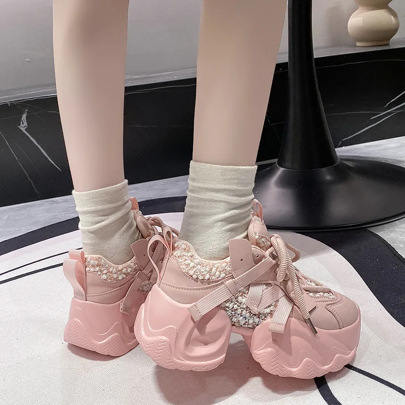 Zapatillas Deportivas de Suela Gruesa para Mujer, Zapatillas Casuales de Moda Versátiles que Aumentan la Estatura, Zapatillas de Lujo Transpirables para Mujer