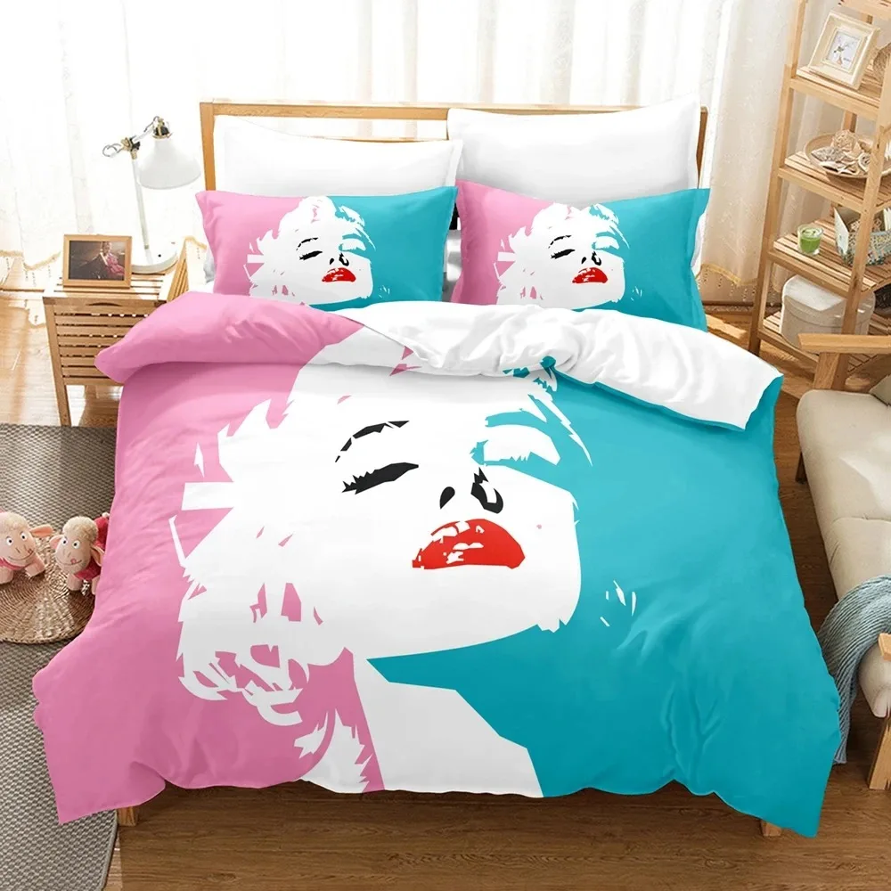 3D Printed Marilyn Monroe Bedding Set Pillowcase Duvet Cover Double Twin Full Queen King Adult Kids Bedclothes Quilt Cover