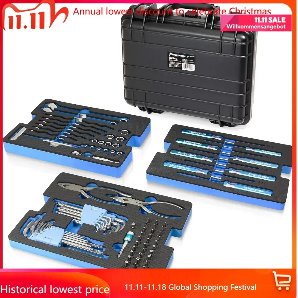 

83 Pc. 420J2 Stainless Steel Marine Boat Repair Tool Set, Drivers, Pliers, Wrenches, Mallet, Bit Driver/Bits, Sockets