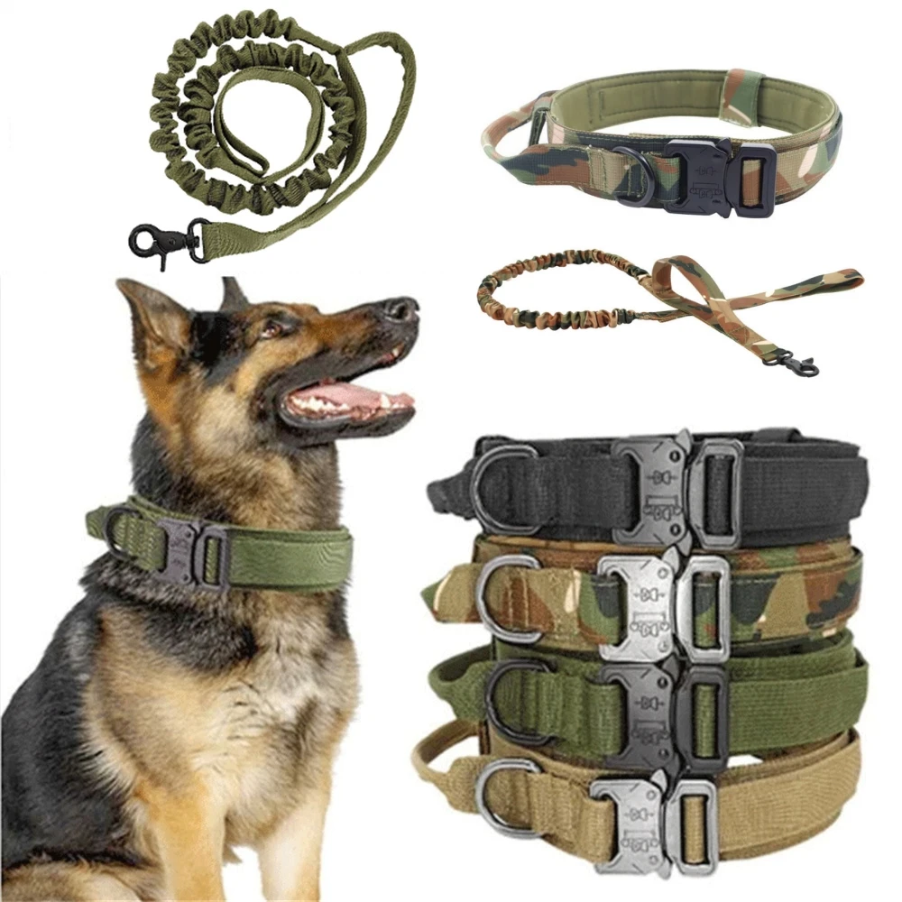 Tactical Collar Pet Collar Nylon Outdoor Dog Traction Adjustable Large and Medium Dog Collar Dog Collar