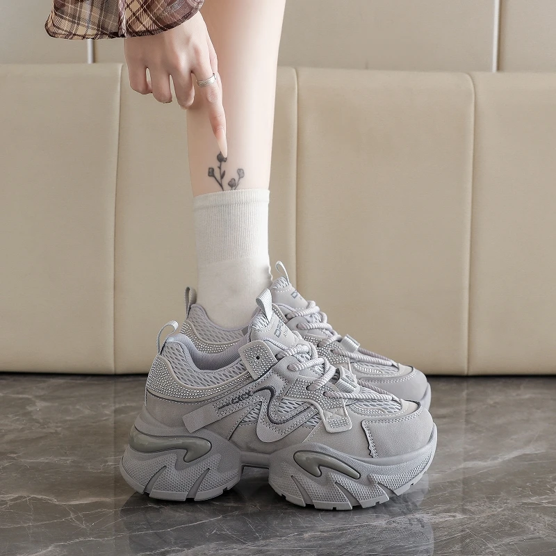 Women Platform Sneakers Design Casual Outdoor Shoes Comfortable Lace Up Running Sports High Quality Women's Sports Shoes view 3