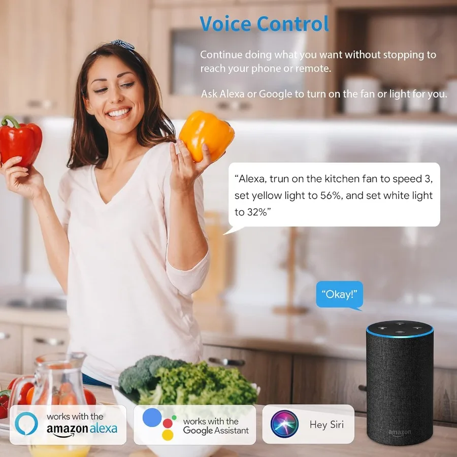 مروحة سقف ذكية مقاس 52 بوصة في الهواء الطلق مع أضواء قابلة للتعتيم وجهاز تحكم عن بعد تتميز بتطبيق Wi-Fi Connectivity Voice Co #3