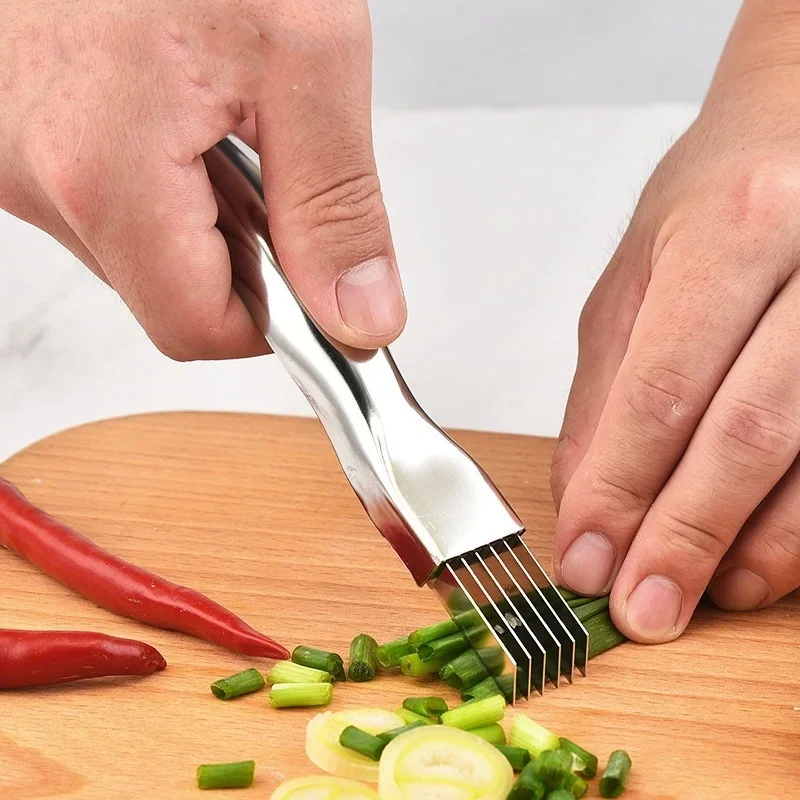 Kitchen Shred Silk The Knife Stainless Steel Chopped Green Onion Knife Curved Handle Design Food Speedy Chopper Green Onion