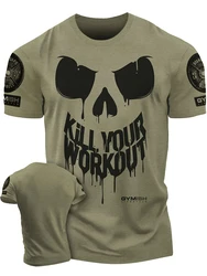 Kill Your Fitness 3D 프린트 남성용 티셔츠, 피트니스 프리미엄 반소매 머슬 탑, 스트레치 남성용 티셔츠