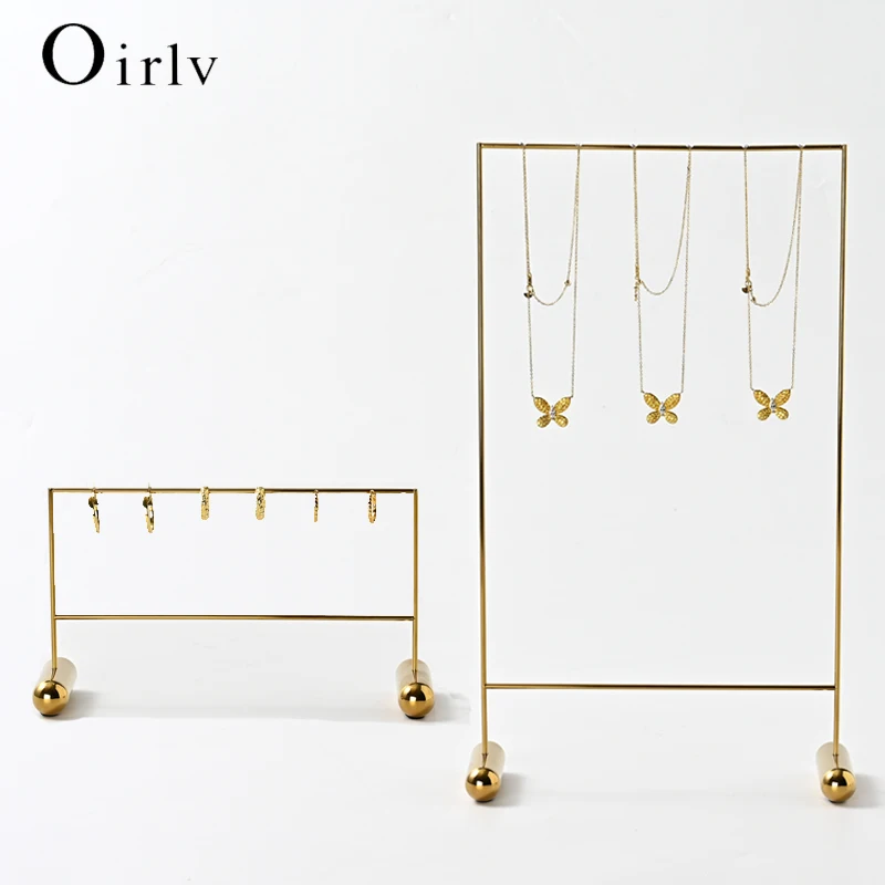 Metal Gold Earring Display Rack Necklace Ring Storage Rack Jewelry Rack 5 Layers T-shaped Jewelry Organizer Show Stand Holder