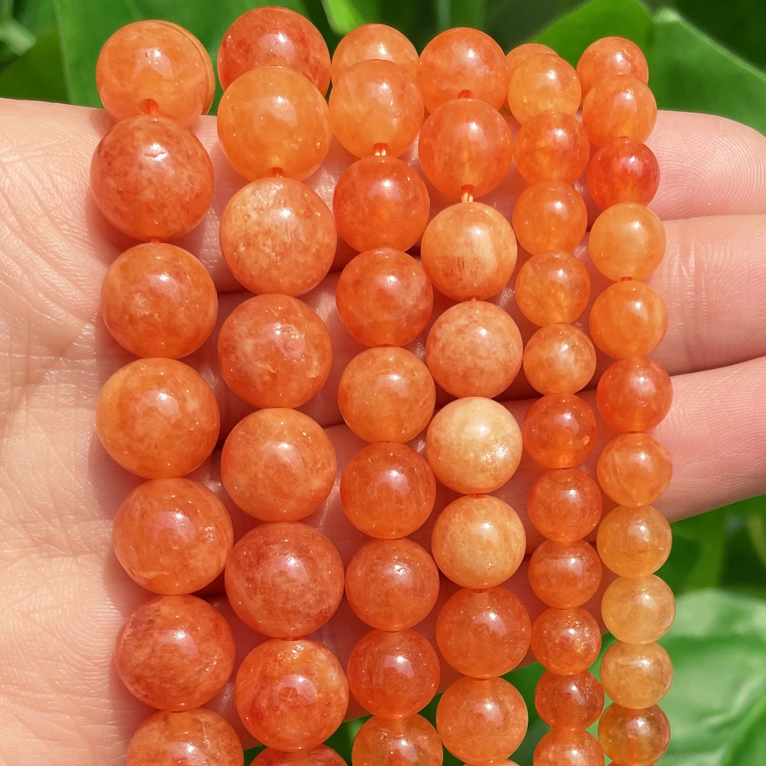 6/8/10mm Natural Stone Orange Jade Beads Gemstone Round Loose Spacer Jaspers Beads for Diy Jewelry Bracelet Making 15\