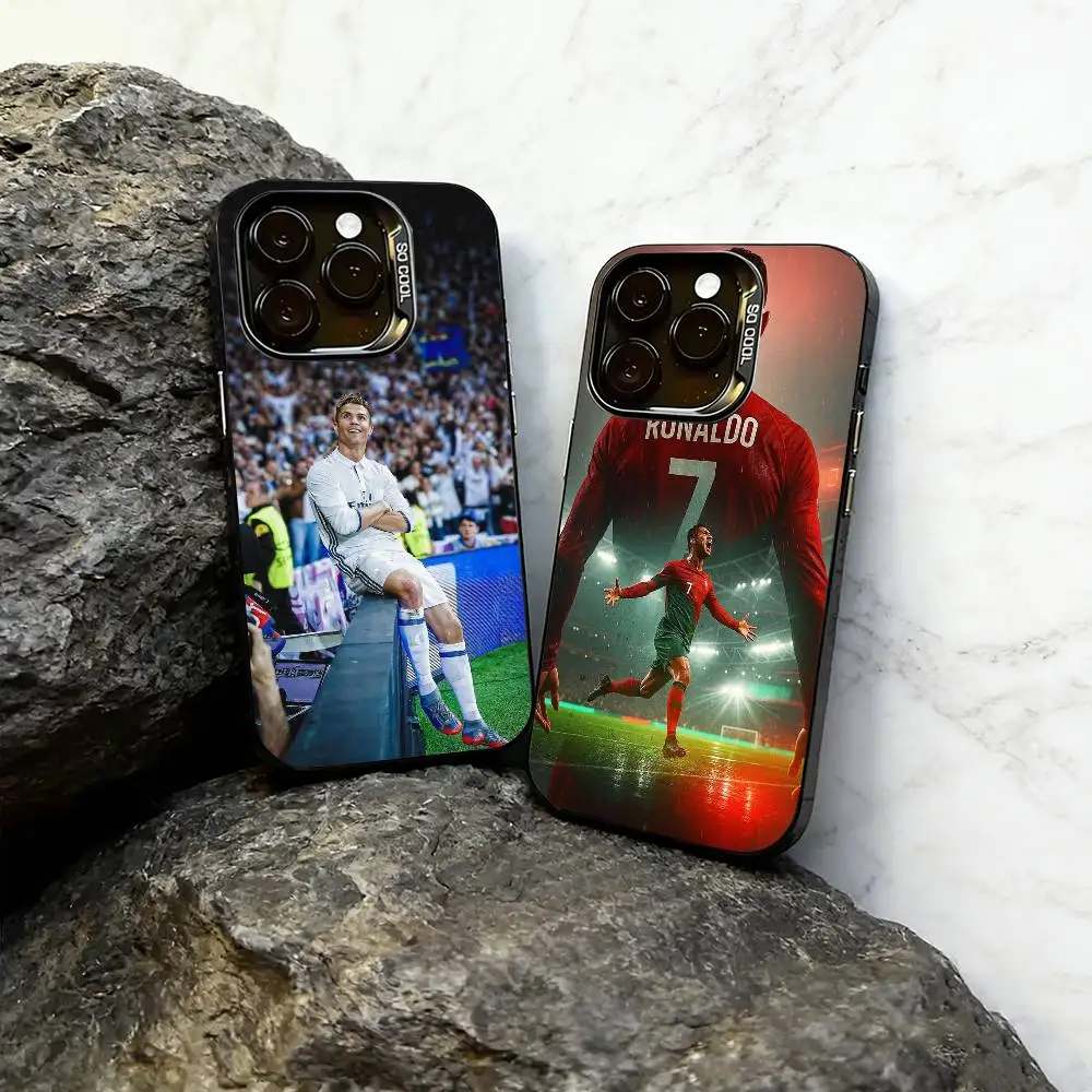 

Cristiano Ronaldo Phone Case For iPhone 17,16,15,14,13,12,11 Plus,Pro Max,XS,Colored Silver Plated Inside Cover
