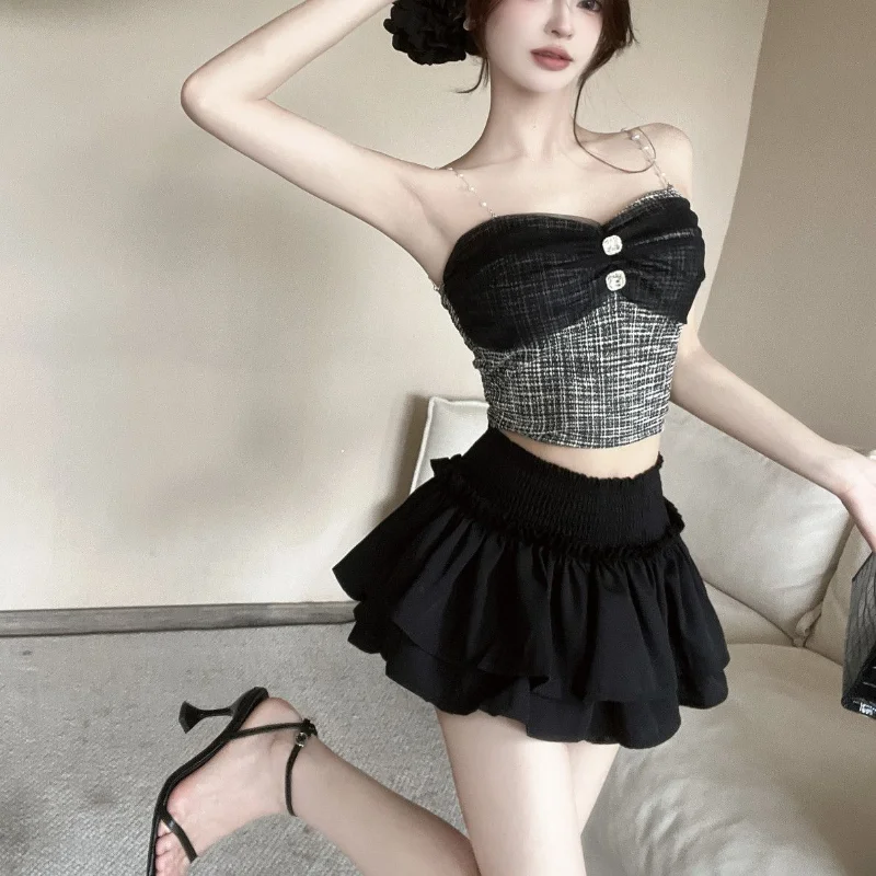 High Waist Pleated Skirts Women All-match Sexy Elastic Waist Comfortable Summer Streetwear Club Stylish Attractive Princess New