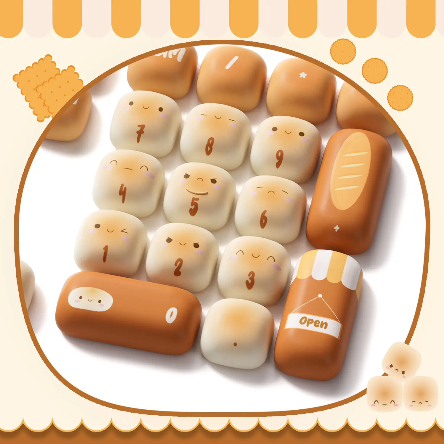 Akko Original Cute Theme MOG/MOA/MAO Profile PBT Keycap Set 5-side Dye-sub ANSI/ISO Layout Girl Keycaps Gift Round Bun Mushroom