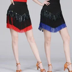 Latin Dance Clothes New Adult Women Tassel Short Skirt Three-Step Step Dance Clothes Sequin Performance