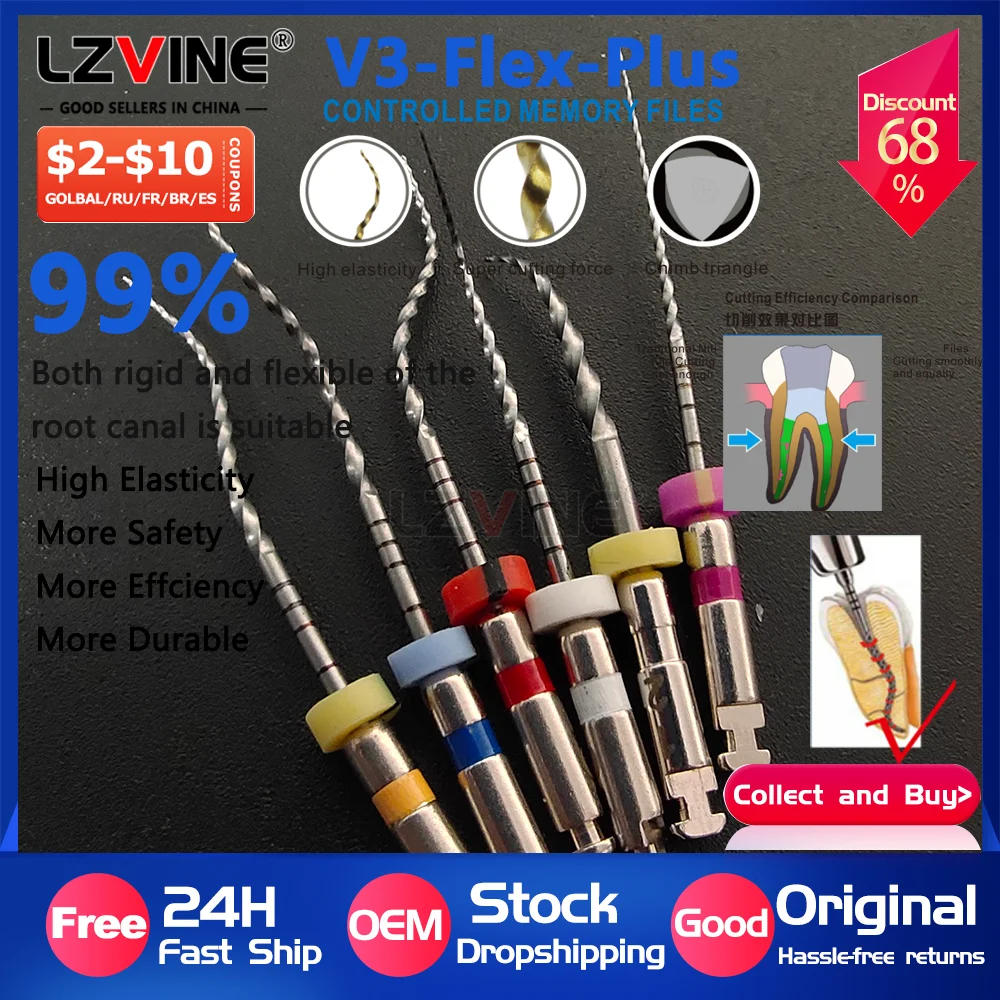 

Стоматологические файлы с вращением вперед, NiTi File System, эндодонтическая обработка, стоматологические материалы, 6 шт./кор., материалы для стоматологических инструментов