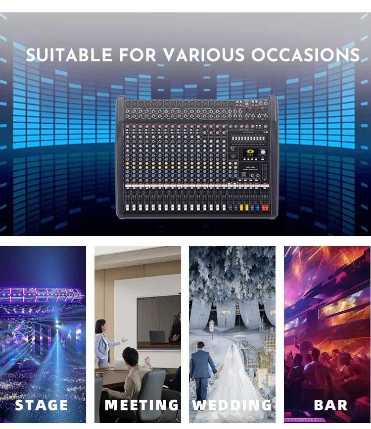 Paulkitson CMS1600-3 Audio-Mischpult mit 99 integrierten Effekten, 16 Kanälen, 48V Phantomspeisung für Bühne, Karaoke, Band, DJ-Show – Detail 7