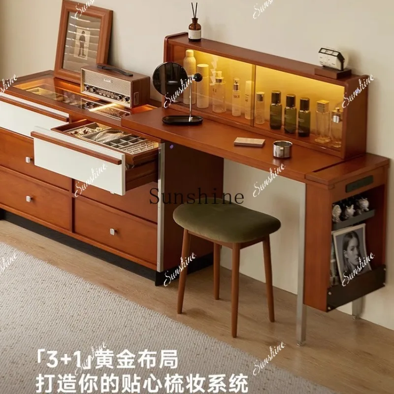 Medieval style solid wood dresser, chest of drawers, integrated small apartment bedroom, bedside storageP