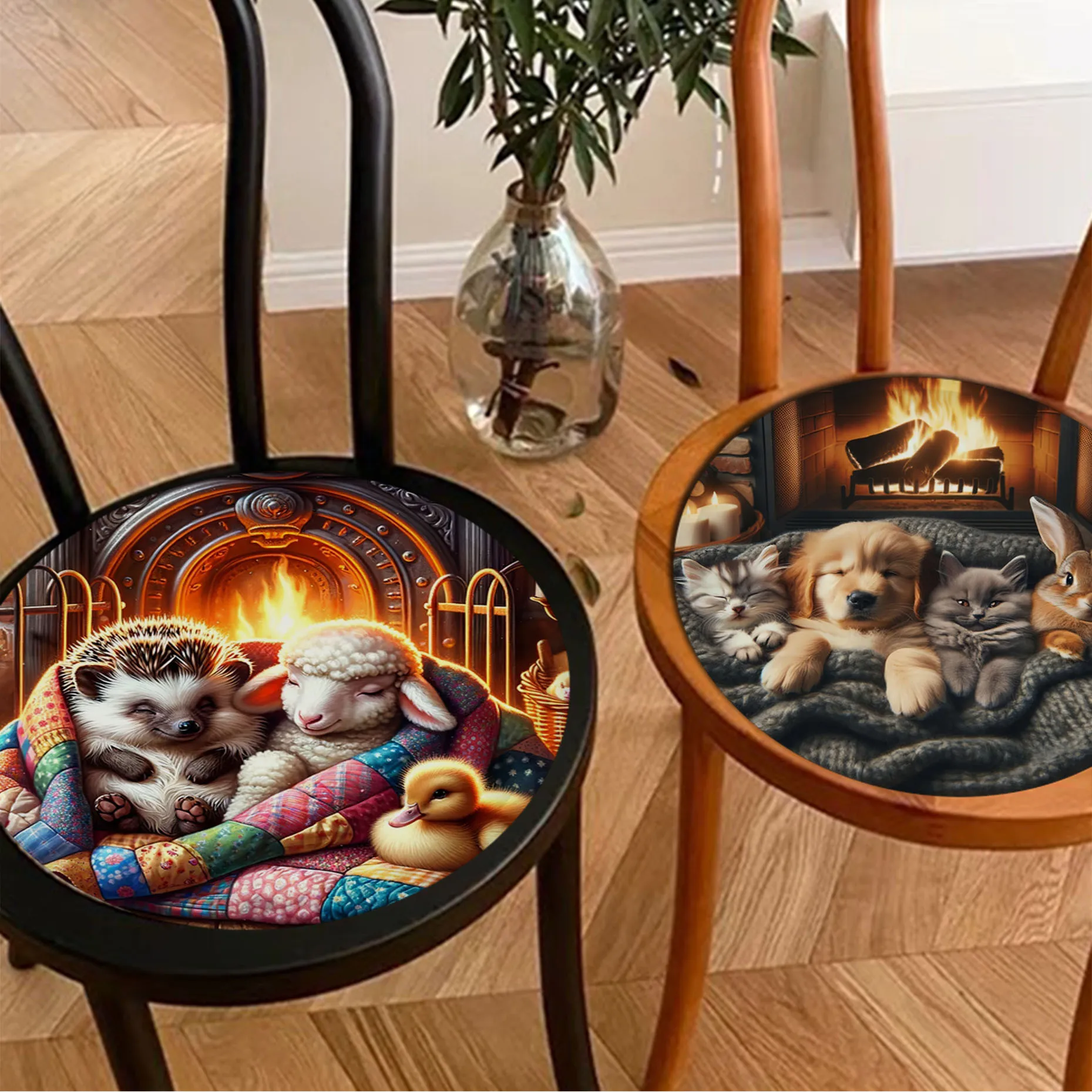 

Cute Animals Cushion Mat Square Seat Cushion Office Dining Stool Pad Sponge Sofa Mat Non-Slip Seat Mat