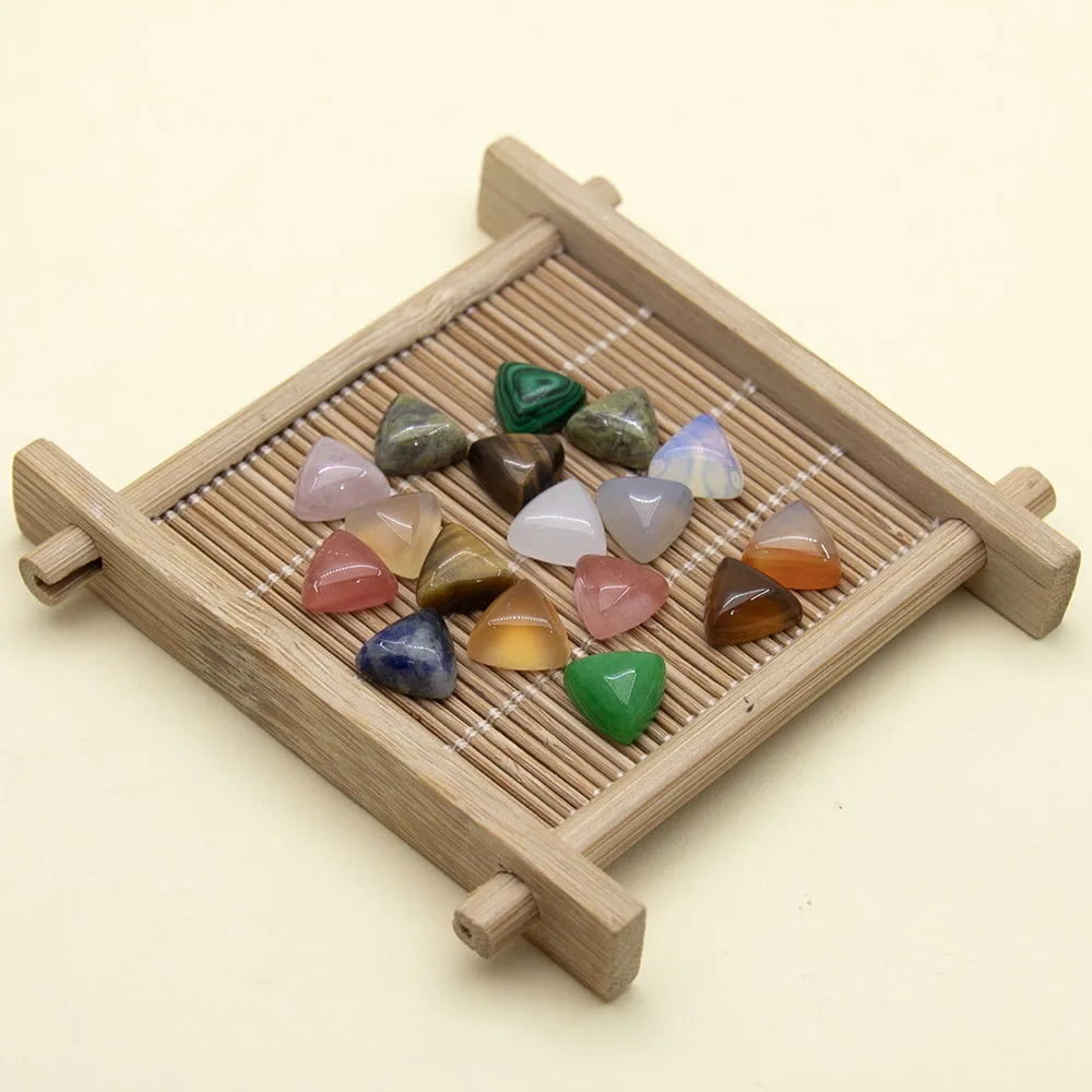 10 قطعة/الحزمة 10 مللي متر مثلث الشكل الأحجار الكريمة كبوشن الخرز تلميع خرز كريستالي DIY بها بنفسك خواتم المعلقات إكسسوارات عقد