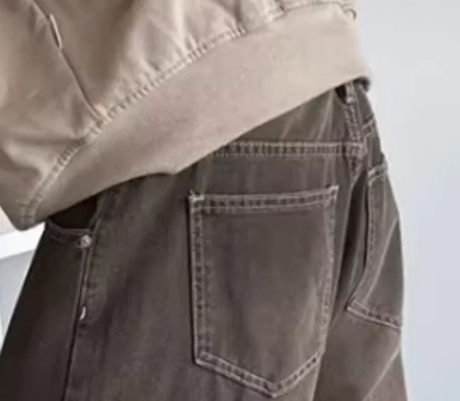 Washed Jeans Men's Autumn Loose Straight Pants Korean Style Versatile Solid Color Wide Leg Male Denim Trousers Chic