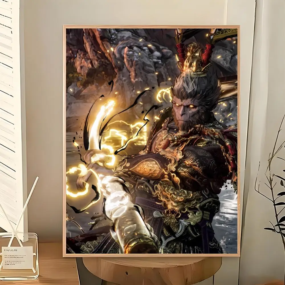 Mythic Cinematic Game B-Black Myth Wukong Poster Wall Art Painting for Living Room Home Decoration and Holiday Gifts