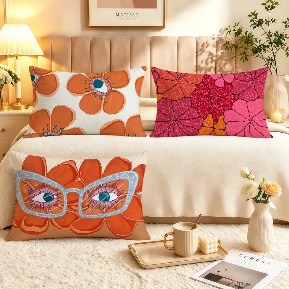 Fashion B-Betina Grosser Art Flower Soft Rectangle Pillowcover Home Sofa Living Room Decor Dorm Bedside Hogar Pillowcase Gift