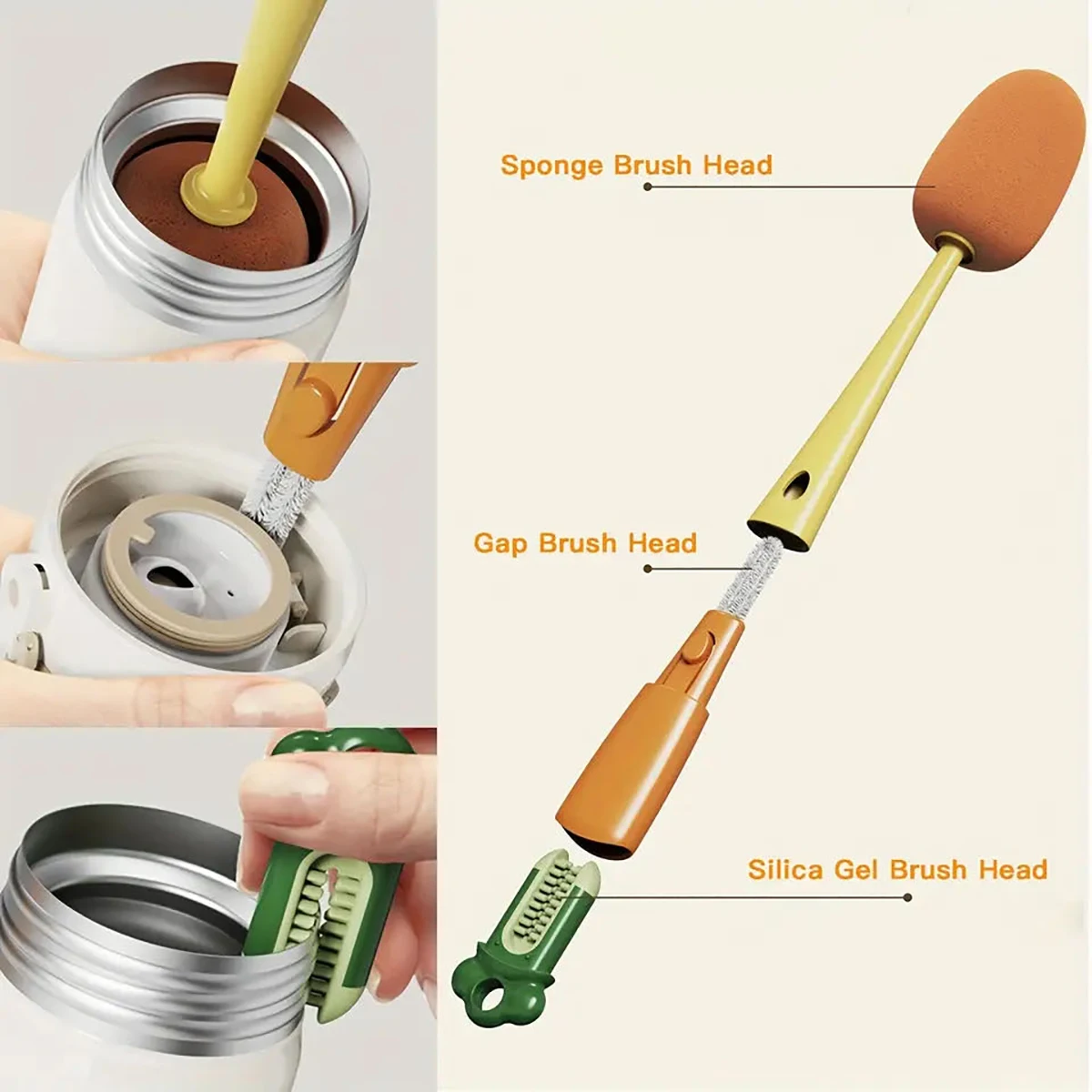 Cute 3 in 1 Multifunctional Household Cleaning Brush Carrot Long Handle Cup Scrubber Useful Things For Kitchen Accessories