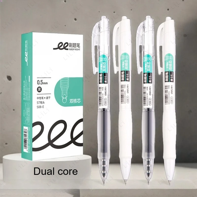 

ST Pen Tip Extendable 0.5mm Black Ink Neutral Pen Student Large Capacity Homework Pen Simple Office StationeryStudent Stationery