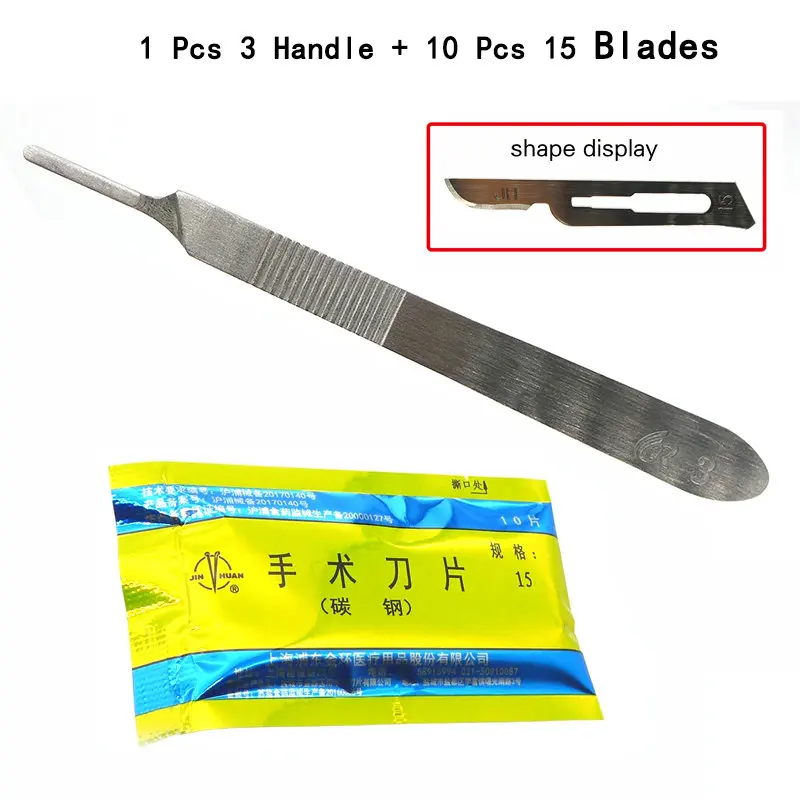 10 stücke #10#11#15#23 Skalpell Klingen und Griff für Dermaplaning Dental Medizinische DIY Schneiden PCB Reparatur Labor Tier Chirurgische Messer – Detail 9