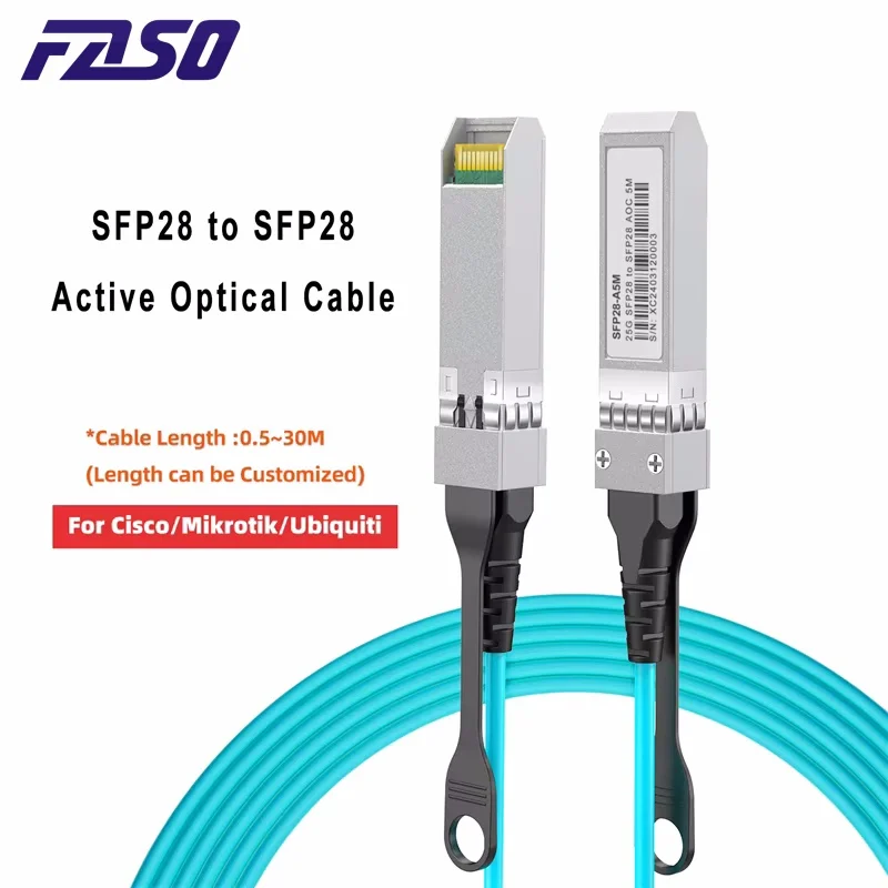 

25G OM3 SFP28 AOC Cable 1/3/5/7/10/20M LSZH SFP28 to SFP28 Active Optical Cable for /MikroTik/Cisco Ubiquiti Switch Fiber Optic