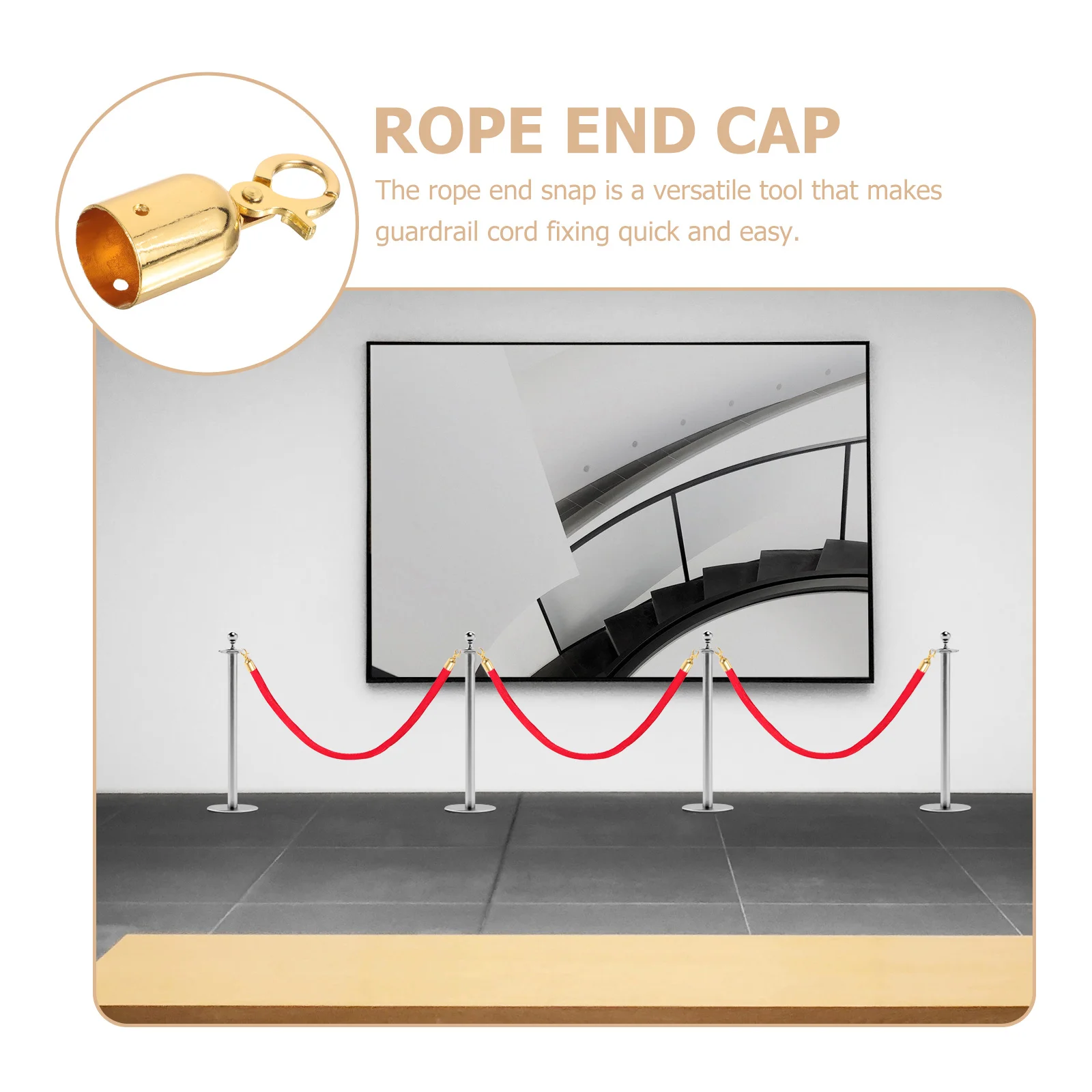 Electric Cable Rope End Stop Cord Cap with Hook Guardrail The Fence Golden Stopper Decking Fittings