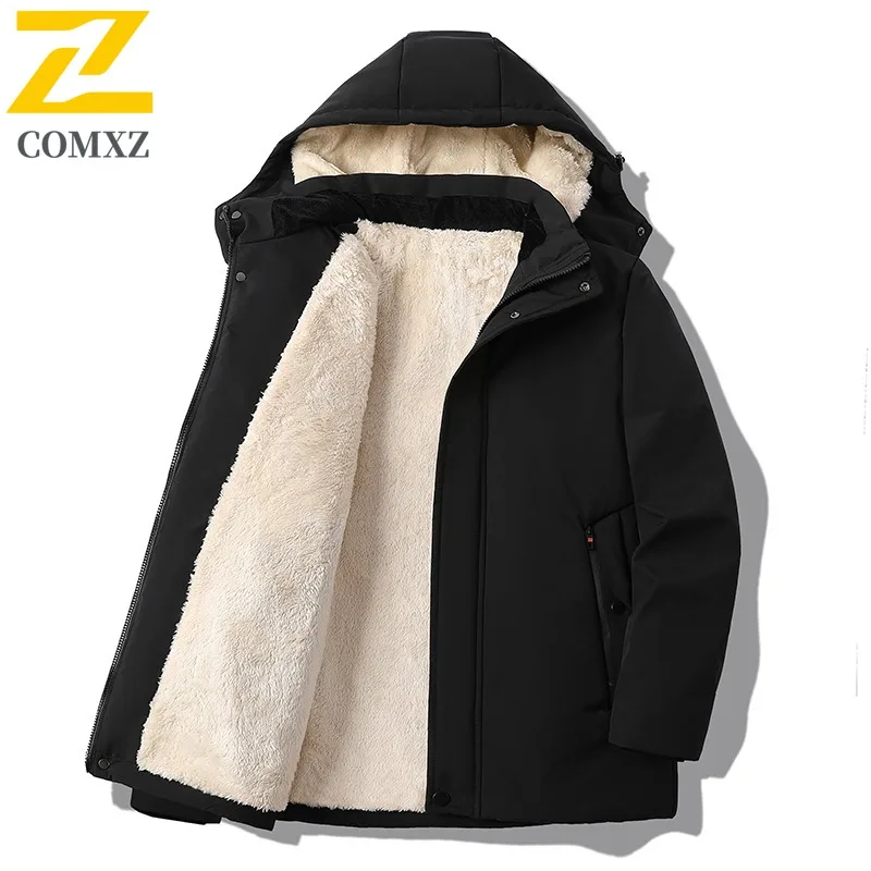 

COMXZ Men's Bread Jacket Trendy Brand Hooded Ski Trip Thick Insulation Padded Jacket Daily Wear Windproof Design Winter Padding