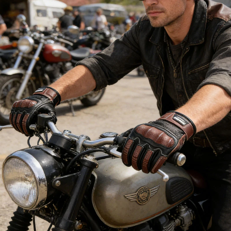 

Summer Breathable Non-slip Motorcycle Gloves Men Leather Motorbike Full Finger Motocross Riding Glove Protective Gear For Rider