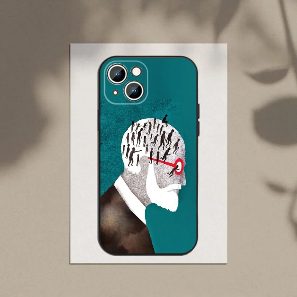 Sigmund psychoanalysis Freud  Phone Case For Apple iPhone 15,14,13,12,11,XS,XR,X,8,7,Pro,Max,Plus,mini Silicone Black Cover