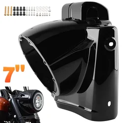 7 Inch Motorcycle Accessories ABS Round Headlight Cabin Lamp Mask Protector Black Fits For Harley Touring Road King 2014-2023