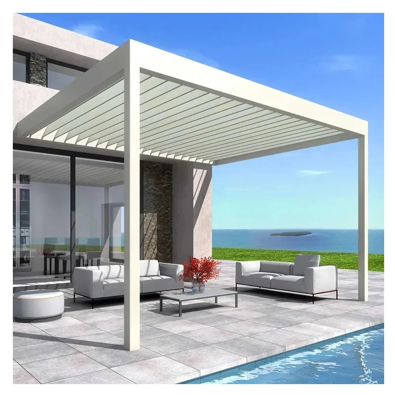 

Motorized Waterproof Windproof Adjustable Shade Bioclimatic Aluminum Pergola